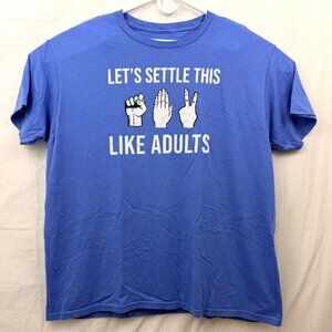 Let's Settle This Like Adults Rock Paper Scissors Tee Unisex 2XL Blue TeeLuv